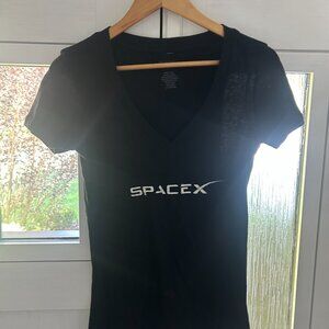 SpaceX Elon Musk black Short Sleeve V-Neck T-Shirt